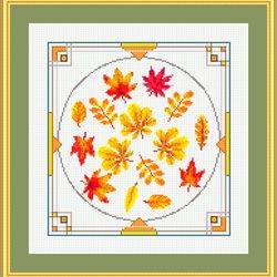 art deco fall sampler cross stitch pattern pdf by crossstitchingforfun, instant download, art deco series cross stitch