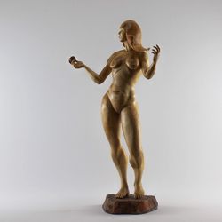Aphrodite with the Apple of Paris. Wooden sculpture. Decor and gift ideas