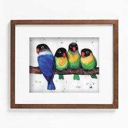 Parrots watercolor download poster, download printable wall decor, digital watercolor print by Anne Gorywine