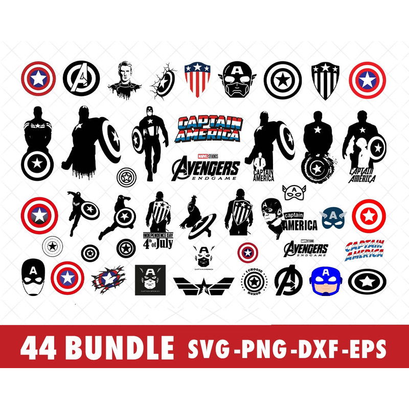 Captain-America-SVG-Bundle-Files-for-Cricut-Silhouette-Captain-America-SVG-Cut-File-Captain-America-SVG-PNG-EPS-DXF-Files-Captain-America-Shield-face-Logo-Aveng