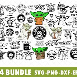 grogu baby yoda star wars svg bundle files for cricut, silhouette, grogu baby yoda star wars svg