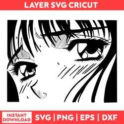 Sad Girl Anime svg, cartoon svg, anime cricut svg, anime silhouette svg, Anime svg, png, eps, dxf digital file