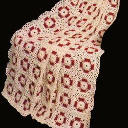 Touch of Burgundy Afghan Vintage Crochet Pattern 235