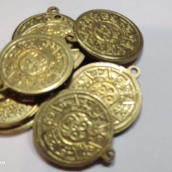 Pirates of The Caribbean, Elizabeth Swan Cursed Aztec Coin Pendant, Solid Metal, Brass,Limited Edition