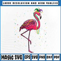 jester flamingo - beads mardi gras fat tuesday parade girls svg png, mardi gras carnival, digital download