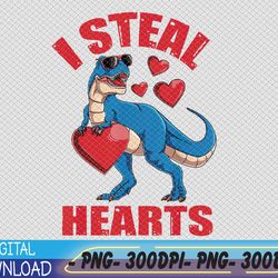 i steal hearts valentines day dinosaur png, digital download