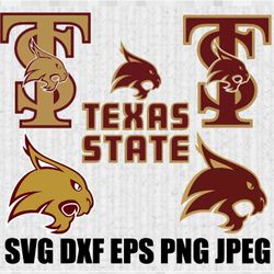 Texas State Bobcats SVG PNG JPEG  DXF Digital Cut Vector Files for Silhouette Studio Cricut Design