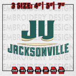 Jacksonville Dolphins Embroidery file, NCAA D1 teams Embroidery Designs, Jacksonville, Machine Embroidery Pattern
