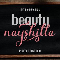 Beauty Nayshilla Font Duo Trending Fonts - Digital Font