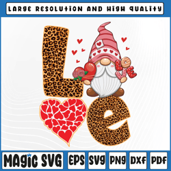 cute love heart gnome leopard cheetah print valentines day png, valentine day, digital download