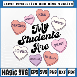 teacher valentines day positive affirmations candy hearts svg, valentine day, digital download