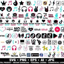 tiktok mega bundle svg, tiktok svg, tiktok bundle svg social media svg, pdf, jpg, png cut files