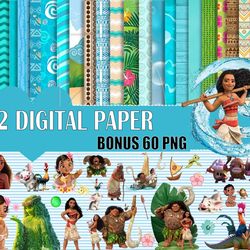 10 moana digital paper, moana png clipart, moana png, moana bundle png digital download