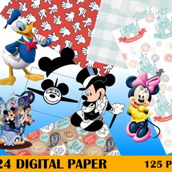24 digital paper mickey mouse and minnnie mouse png, mickey png clipart, digital download instant,png digital download
