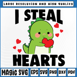 i steal hearts t-rex dino baby boy valentines day toddler svg, retro valentine png, valentine day, digital download