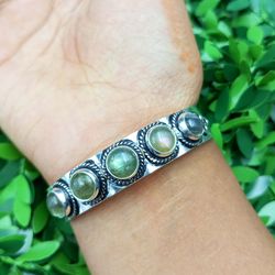 1 PCs Labradorite Gemstone 8MM 5 Stone Traditional Bangle, Boho Bangle Jewelry, Friendship Bangle for Women Jewelry