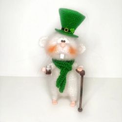 A gift for St. Patrick's Day, a funny little mouse in a green hat