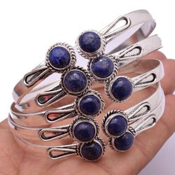 1 PCs Lapis Lazuli Gemstone 2 Stone Traditional Bangle, Boho Bangle Jewelry, Bangle for Women Jewelry, Bangle For Gift