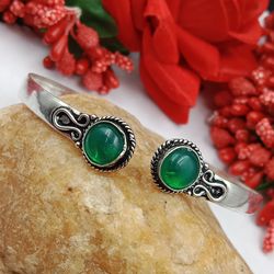 1 PC Green Onyx Gemstone 2 Stone Attractive Bangle, Boho Bangle Jewelry, Bangle for Women Jewelry, Bangle For Gift