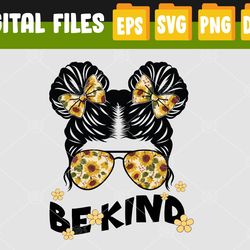 unity day orange be kind anti bullying kids cute messy bun svg, eps, png, dxf, digital download