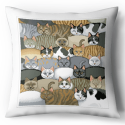 Digital - Vintage Cross Stitch Pattern Pillow - Kitty Kitty Pillow - Cushion Cross Stitch