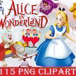 115 alice in wonderland clipart png, alice digital download