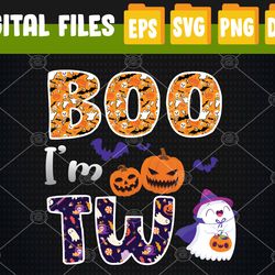 Kids Boo I'm 2 Two Ghost Second 2nd Birthday Halloween Svg, Eps, Png, Dxf, Digital Download