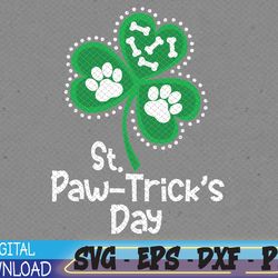 paw print dog owner lover  st. patrick's day shamrock svg, eps, png, dxf, digital download