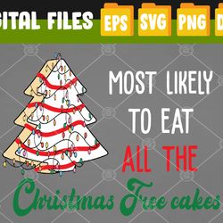 Most Likely To Eat All The Christmas Tree Cakes Funny Xmas Svg, Eps, Png, Dxf, Digital Download