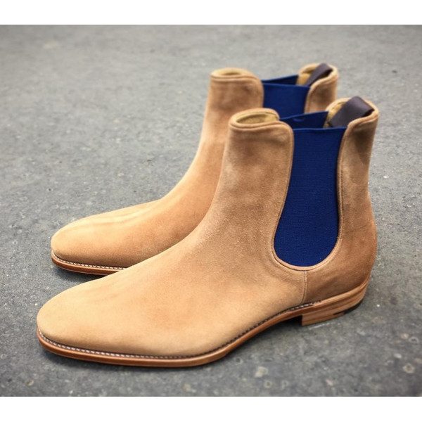 Men's Handmade Beige Suede Chelsea Boots.jpg