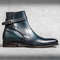 Men's Handmade Black & Blue Leather Buckle Strap Ankle Jodhpur Boots.jpg