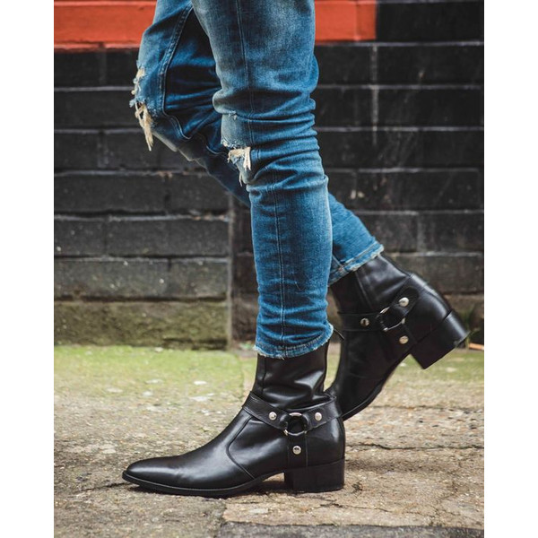 Men's Handmade Black Leather Zipper Aknle Jodhpur Boots.jpg