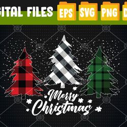 Merry Christmas Tree Buffalo Plaid Red White Green Light Top Svg, Svg, Eps, Png, Dxf, Digital Download
