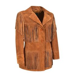 Women Western Suede Leather Wear Fringe Coat Jacket
