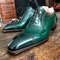 Men's Handmade Green Leather Oxford Brogue Toe Cap Lace Up Dress Shoes.jpg
