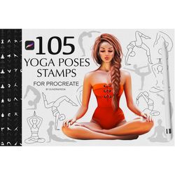 yoga body poses stamps for procreate