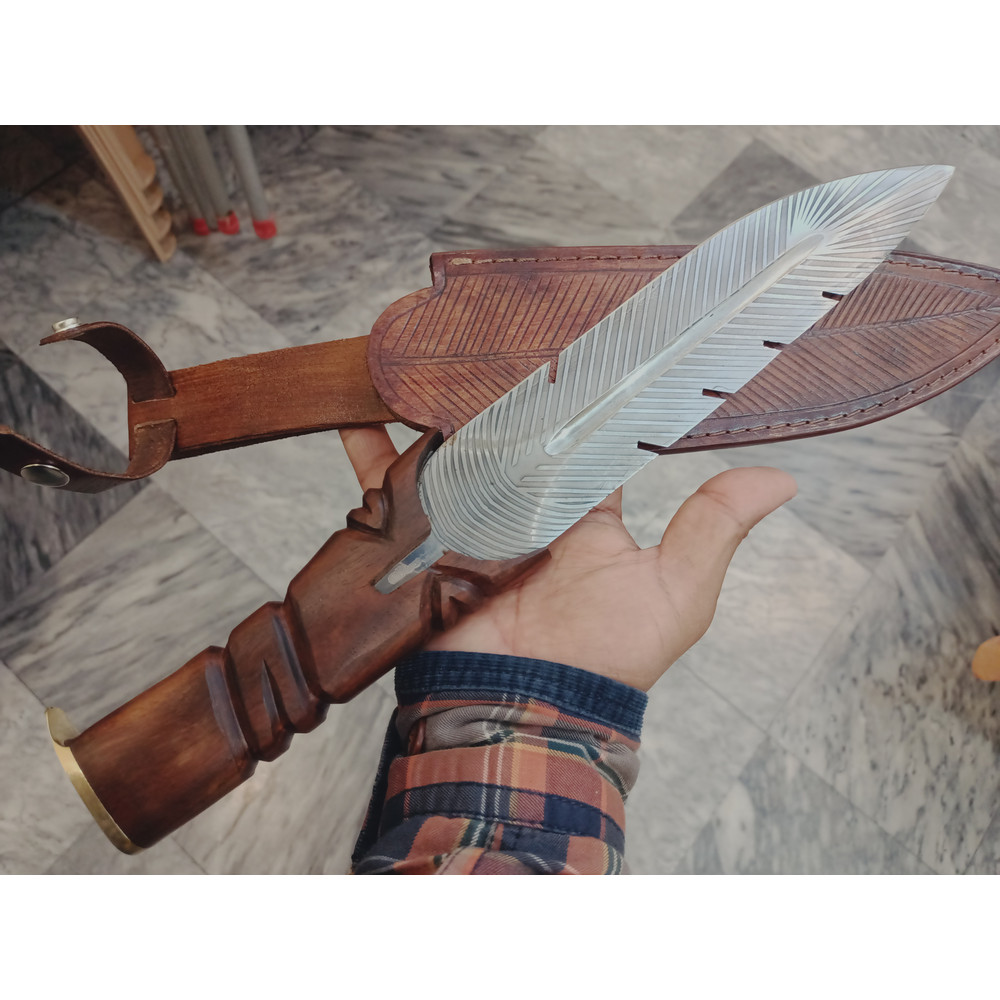 Hand Crafted Wooden Handle Matched With Feather Knife and high Carbon steel sharp blade | Camp knife | Kitchen knive