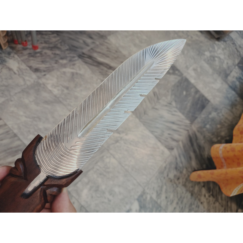 Hand Crafted Wooden Handle Matched With Feather Knife and high Carbon steel sharp blade | Camp knife | Kitchen knive