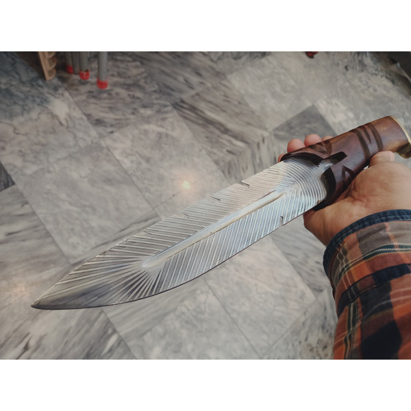 Hand Crafted Wooden Handle Matched With Feather Knife and high Carbon steel sharp blade | Camp knife | Kitchen knive