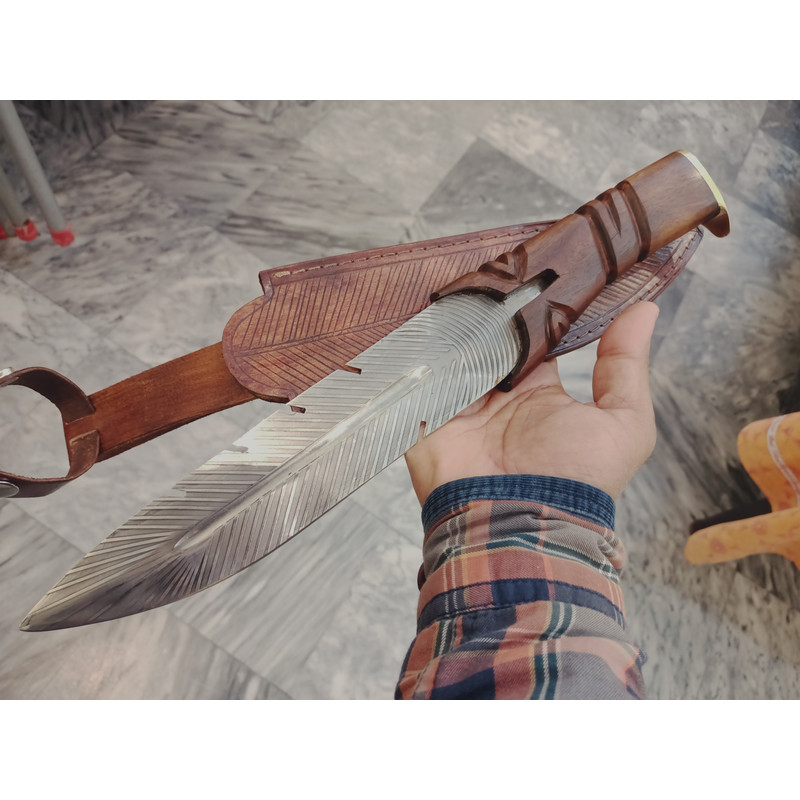 Hand Crafted Wooden Handle Matched With Feather Knife and high Carbon steel sharp blade | Camp knife | Kitchen knive