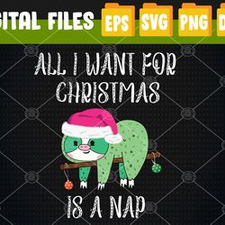 A Nap For Christmas - Cute Sleeping Santa Hat Sloth Svg, Eps, Png, Dxf, Digital Download