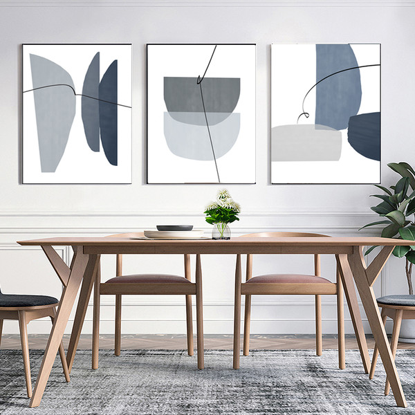3 abstract modern posters in blue tones download