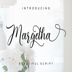 margetha beautiful calligraphy trending fonts - digital font