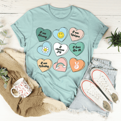 candy hearts positivity affirmations tee
