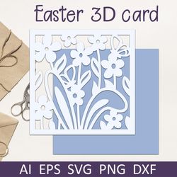 easter layered paper cut card, 3d easter bunny ears svg dxf files for cricut