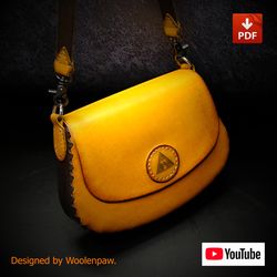 Lady's bag, handbag  - NS5 Half-stitchless  leather pattern by Woolenpaw