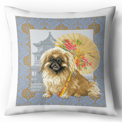 Digital - Vintage Cross Stitch Pattern Pillow - Beijing - Cushion Cross Stitch