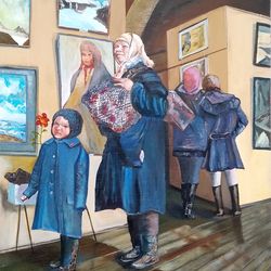Family Portrait Painting Artwork 23*35 inch Mother and Son Art