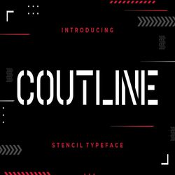 coutline stencil typeface trending fonts - digital font