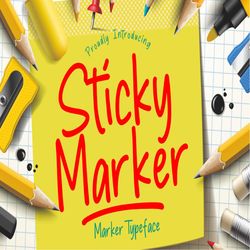 sticky marker typeface trending fonts - digital font
